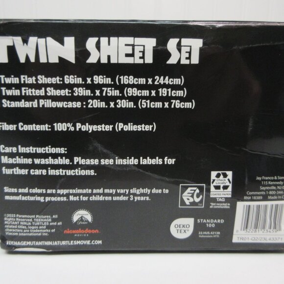 Teenage Mutant Ninja Turtles Kids Twin Sheet Set 3Pcs Nickelodeon White Green - Picture 6 of 9